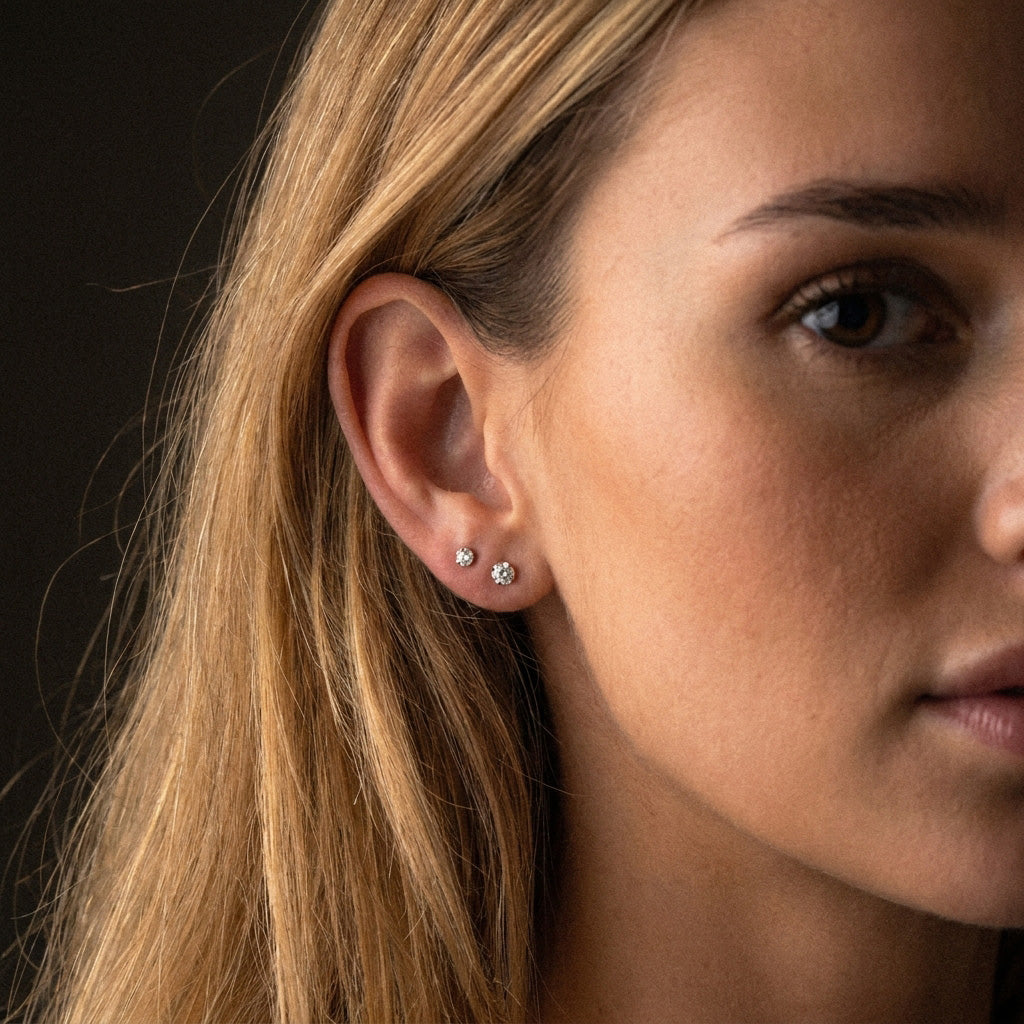 Classic Zirkon Studs Øreringe 18K Guldbelagt 4mm