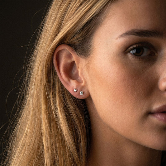 Classic Zirkon Studs Øreringe 18K Guldbelagt 4mm