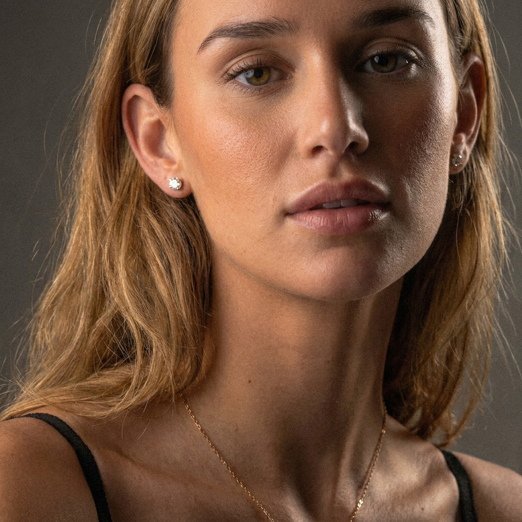 Classic Zirkon Studs Øreringe 18K Guldbelagt 5mm