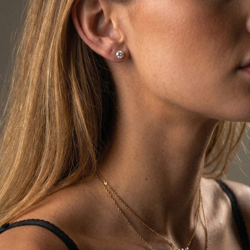 Classic Zirkon Studs Øreringe 18K Guldbelagt 6mm