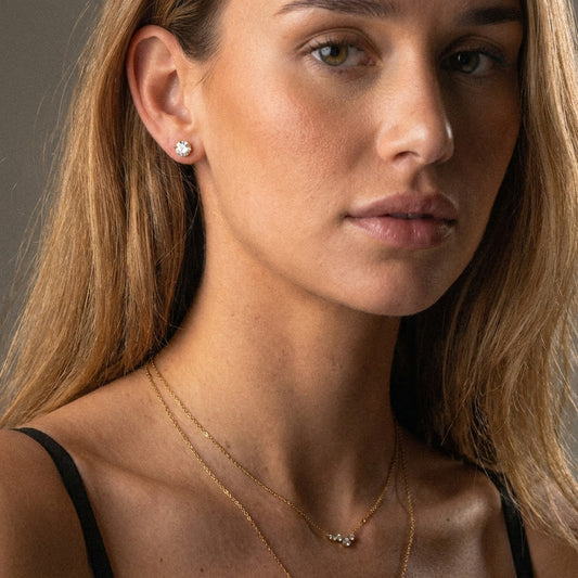 Classic Zirkon Studs Øreringe 18K Guldbelagt 6mm