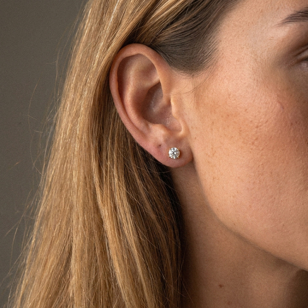 Classic Zirkon Studs Øreringe 18K Guldbelagt 5mm