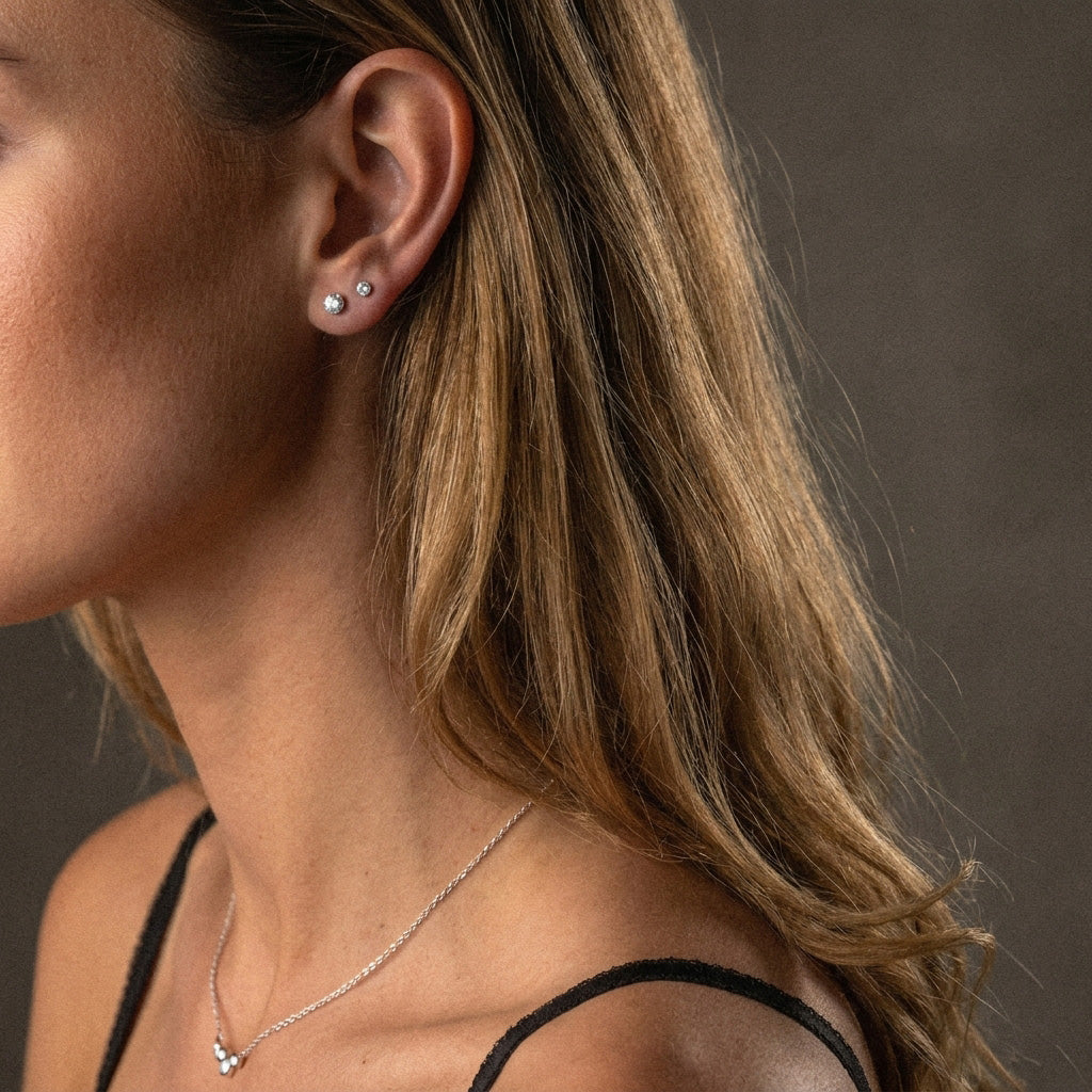 Classic Zirkon Studs Øreringe Sølvfarvet 3mm