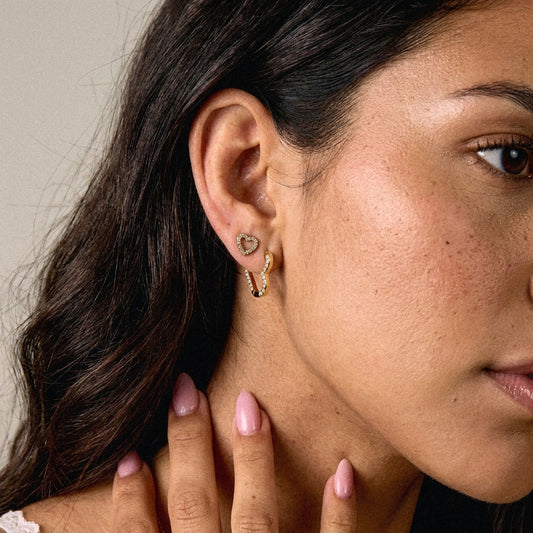 Heart Zirkon Hoops Øreringe 18K Guldbelagt 15mm