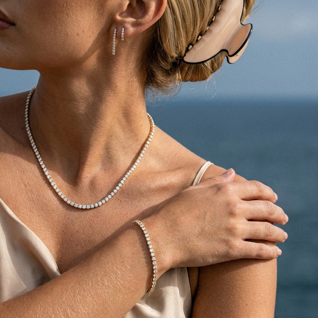 Tennis Supreme Zirkon Halskæde 18K Guldbelagt 3mm
