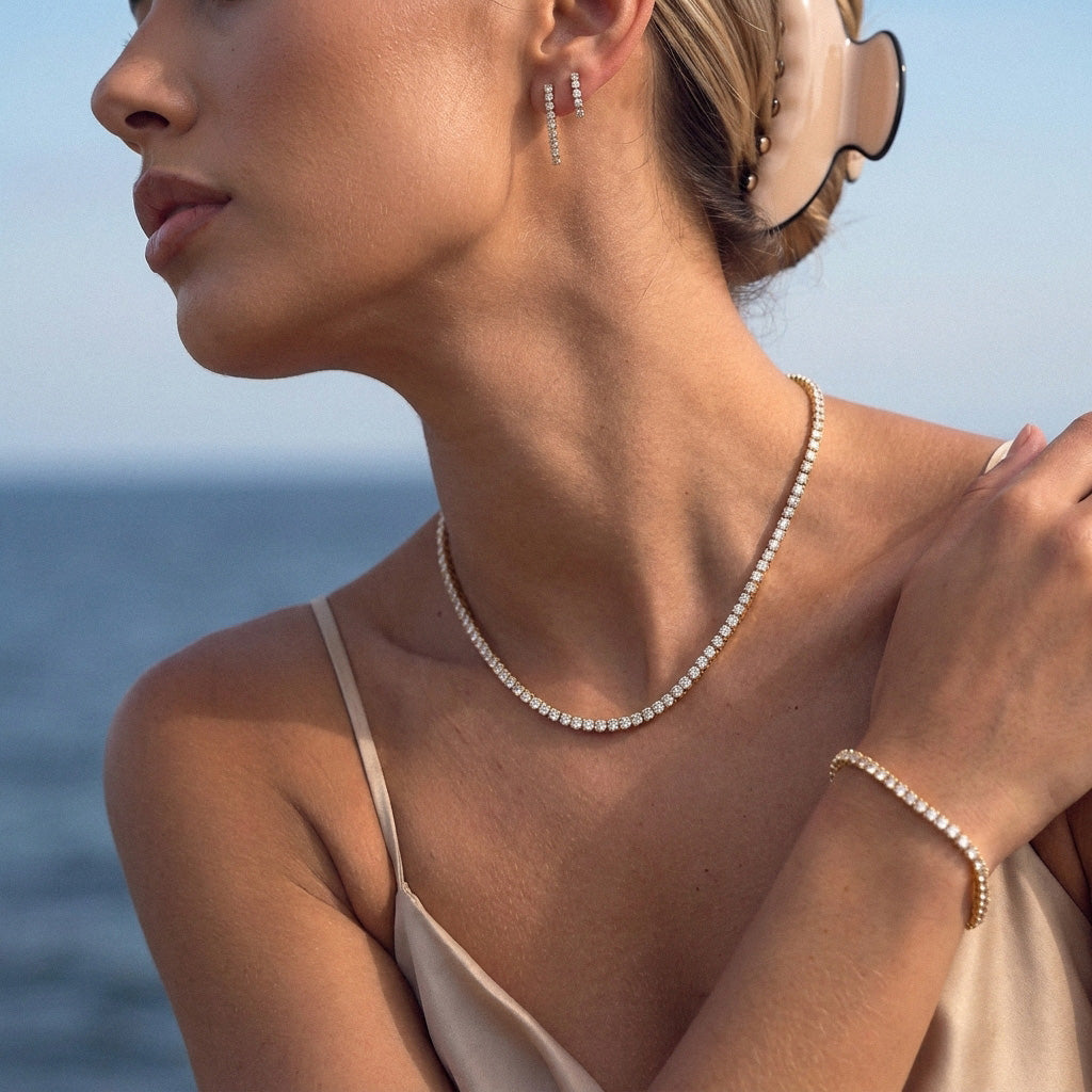 Tennis Supreme Zirkon Halskæde 18K Guldbelagt 3mm