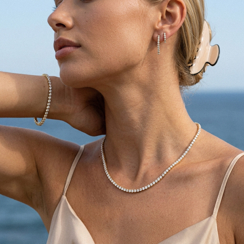 Tennis Supreme Zirkon Halskæde 18K Guldbelagt 3mm