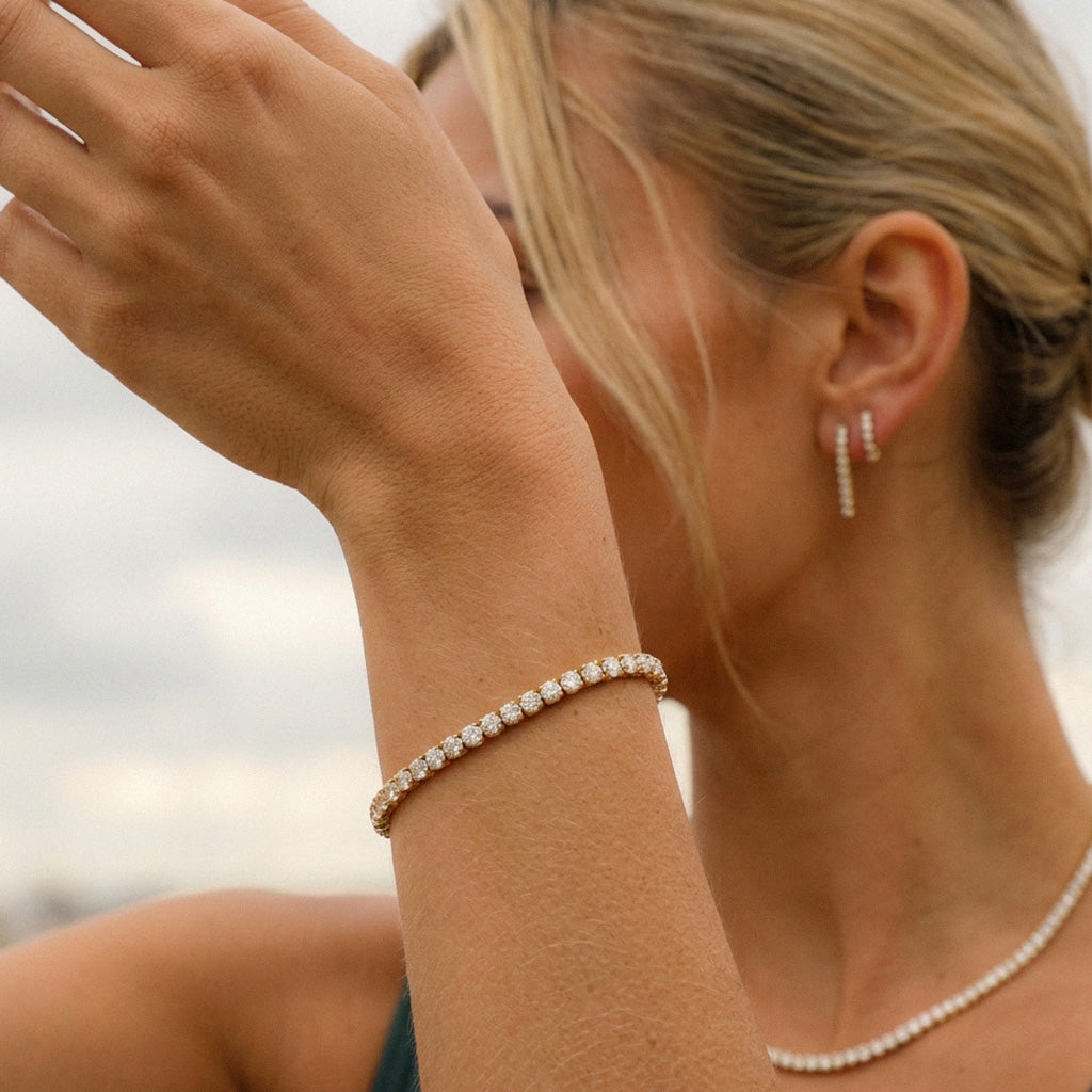 Tennis Supreme Zirkon Armbånd + Halskæde 18K Guldbelagt 4mm