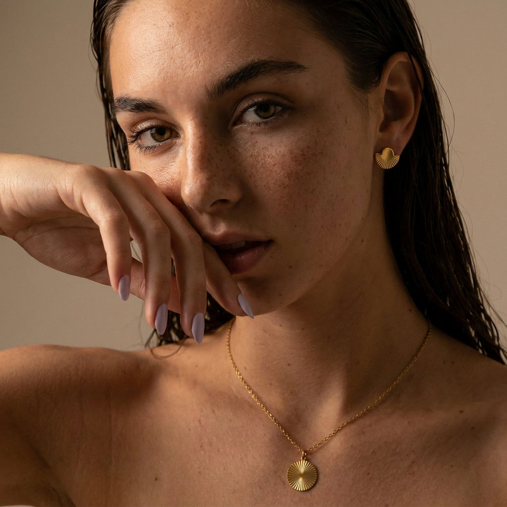 Sunset Eclipse Studs Øreringe 18K Guldbelagt