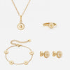 Marguerit Halskæde + Armbånd + Øreringe + Ring 18K Guldbelagt 8mm