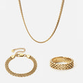 Mesh Halskæde + Armbånd + Ring 18K Guldbelagt 6mm