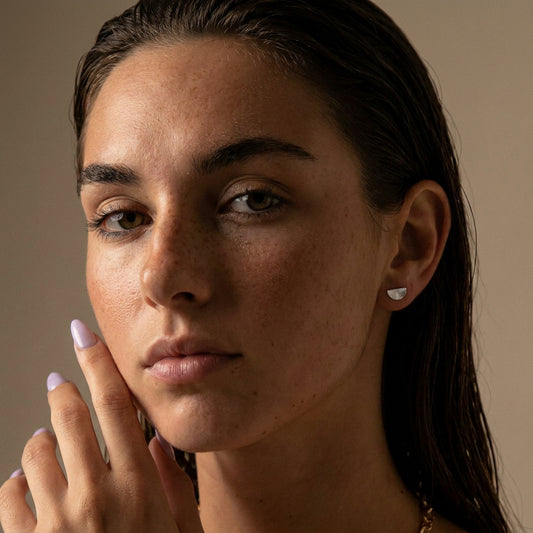 Sunset Half Circle Studs Øreringe Sølvfarvet