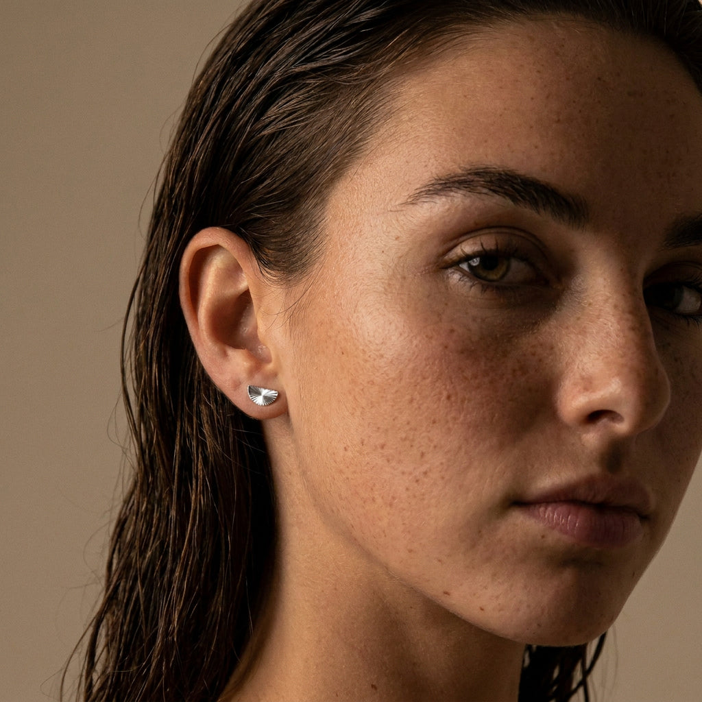 Sunset Half Circle Studs Øreringe Sølvfarvet