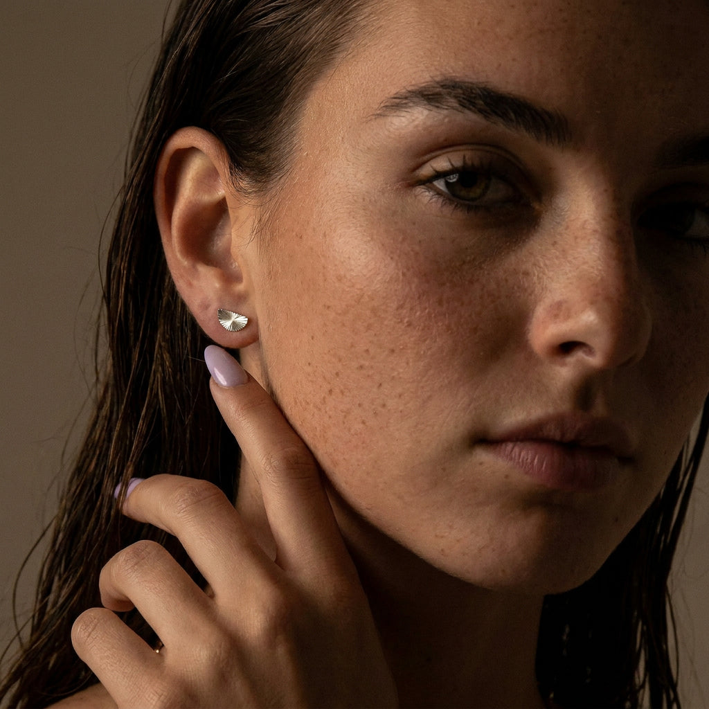 Sunset Half Circle Studs Øreringe Sølvfarvet