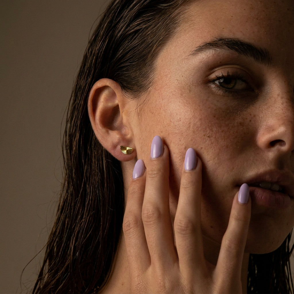 Sunset Half Circle Studs Øreringe 18K Guldbelagt