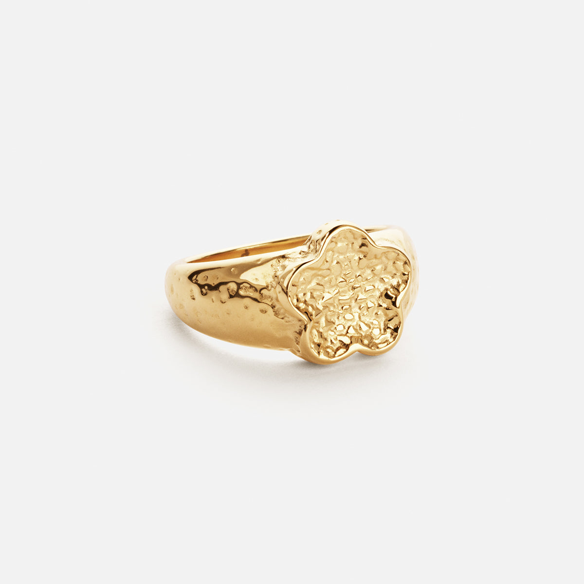 Hammered Flower Ring 18K Guldbelagt