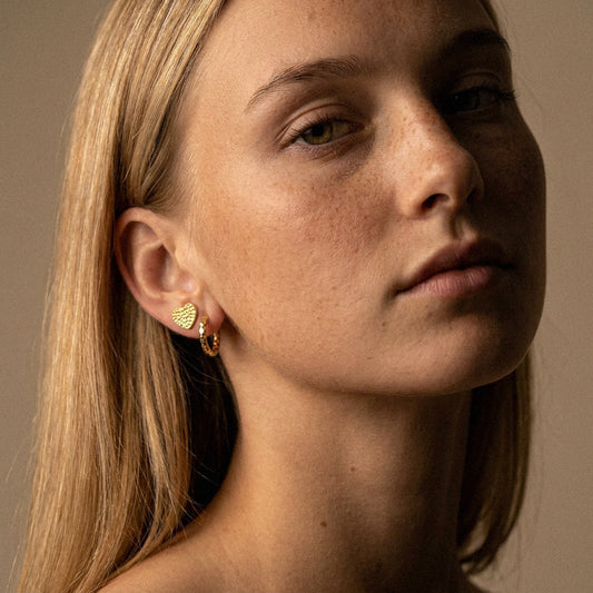 Hammered Heart Studs Øreringe 18K Guldbelagt