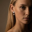 Hammered Heart Perle Studs Øreringe Sølvfarvet