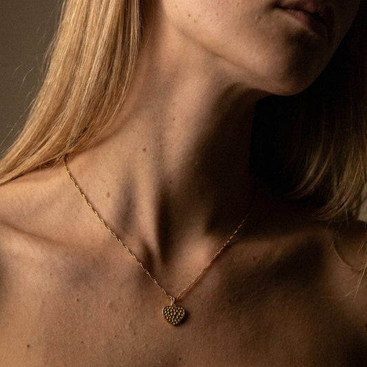 Hammered Heart Halskæde 18K Guldbelagt