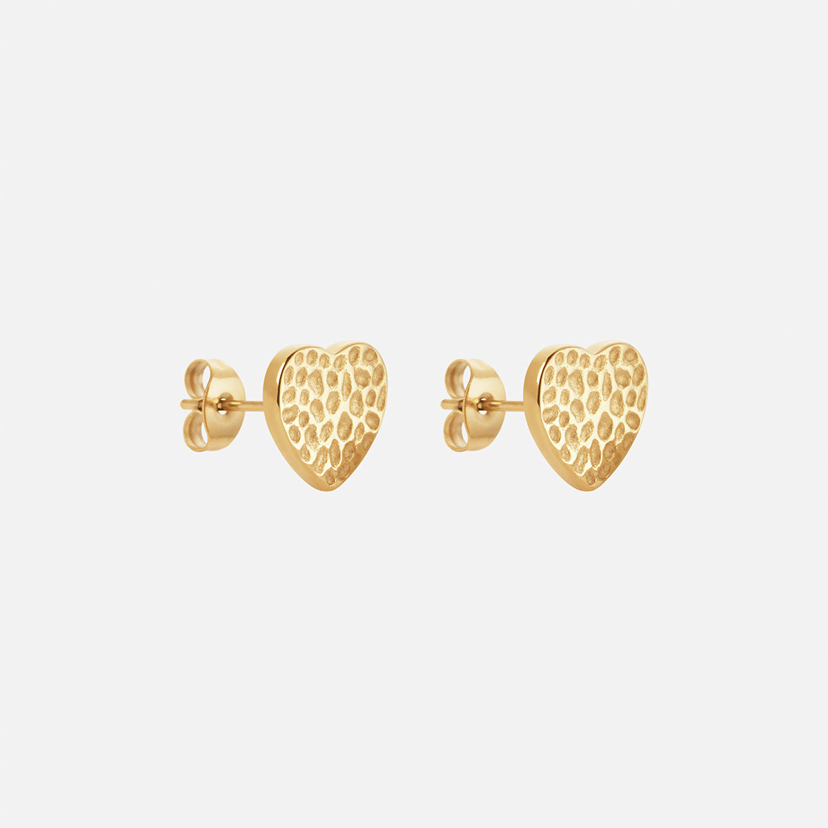 Hammered Heart Studs Øreringe 18K Guldbelagt