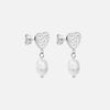 Hammered Heart Perle Studs Øreringe Sølvfarvet