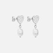 Hammered Heart Perle Studs Øreringe Sølvfarvet