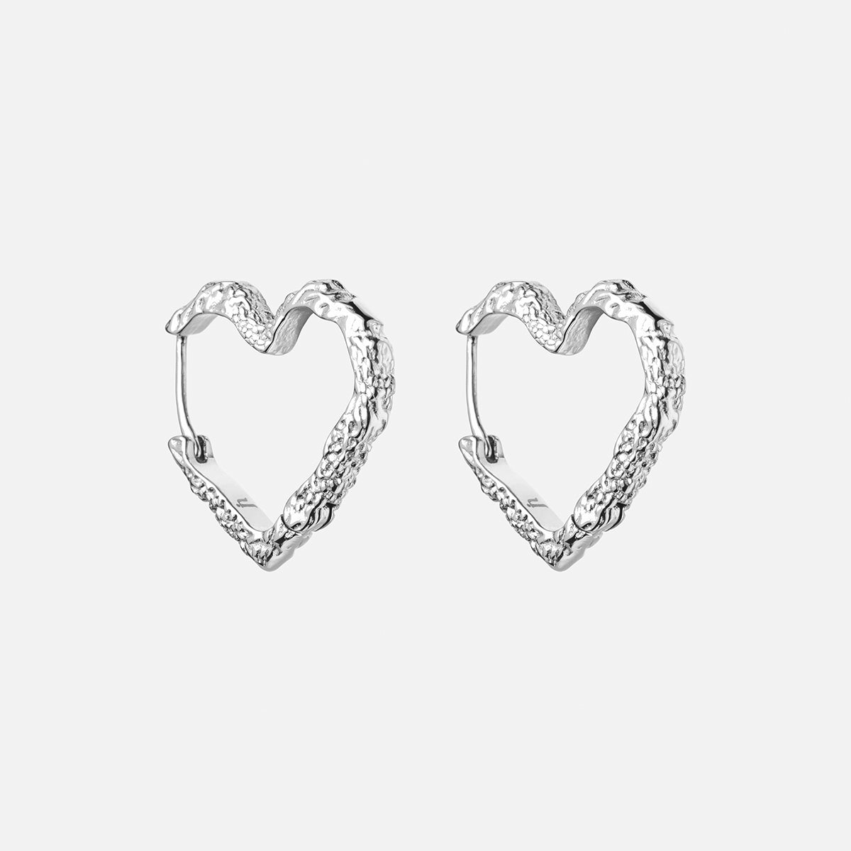 Heart Hoops Øreringe Sølvfarvet