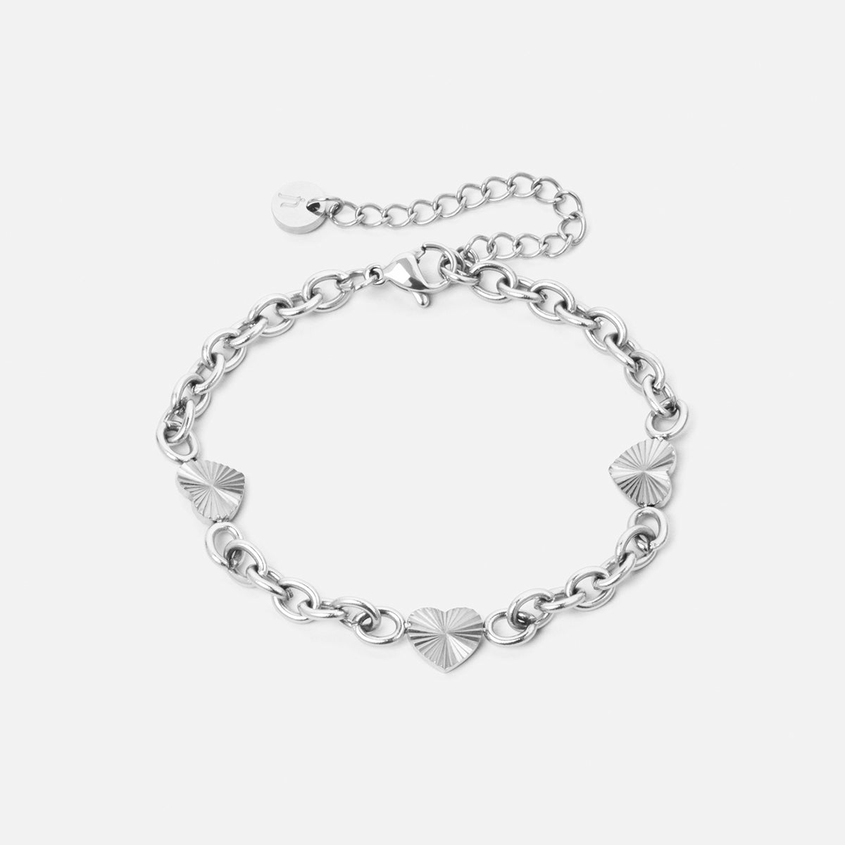 Sunset Heart Link Armbånd Sølvfarvet