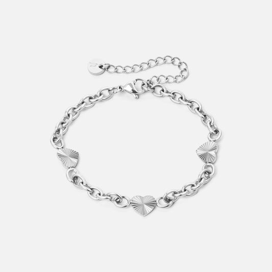 Sunset Heart Link Armbånd Sølvfarvet