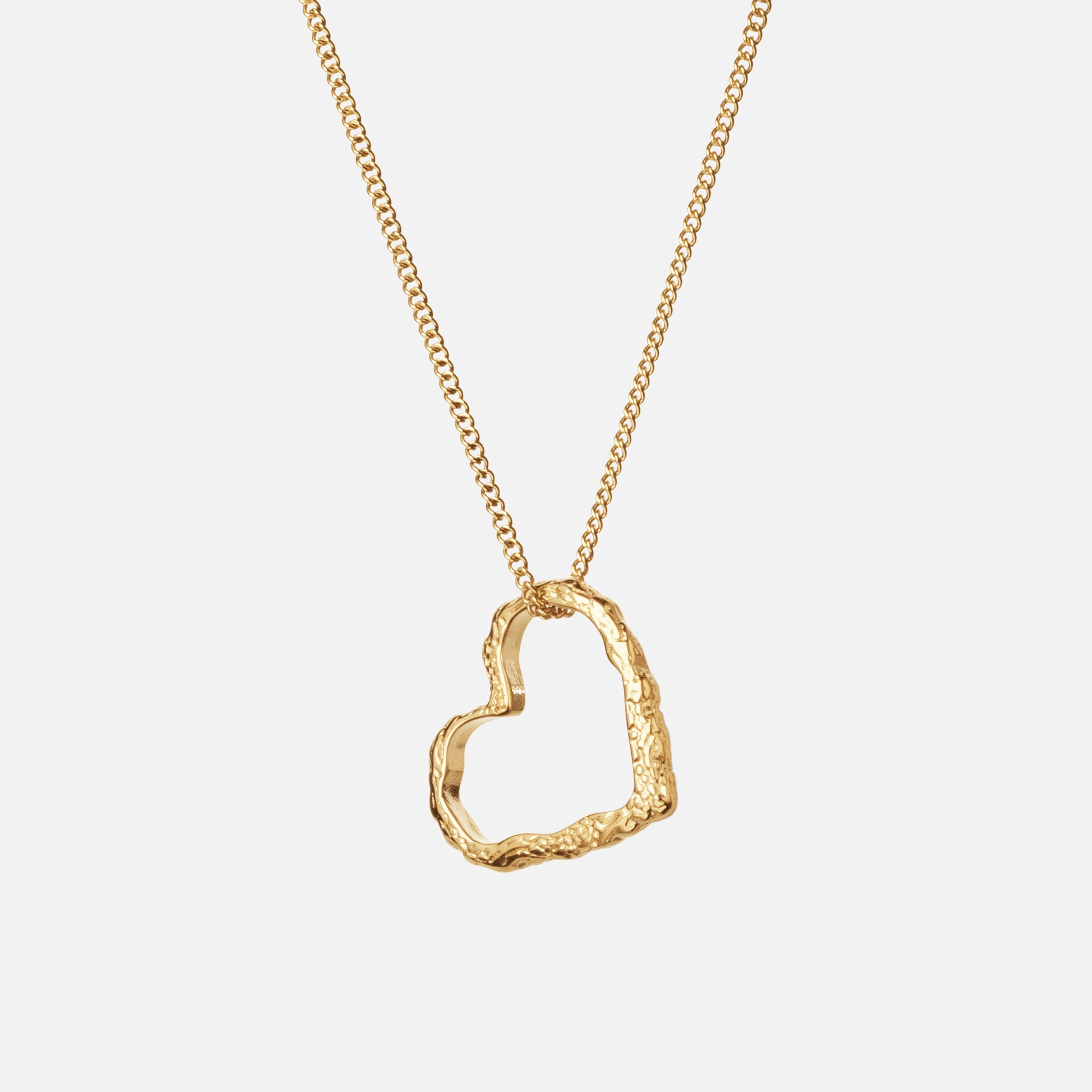 Texture Heart Halskæde 18K Guldbelagt