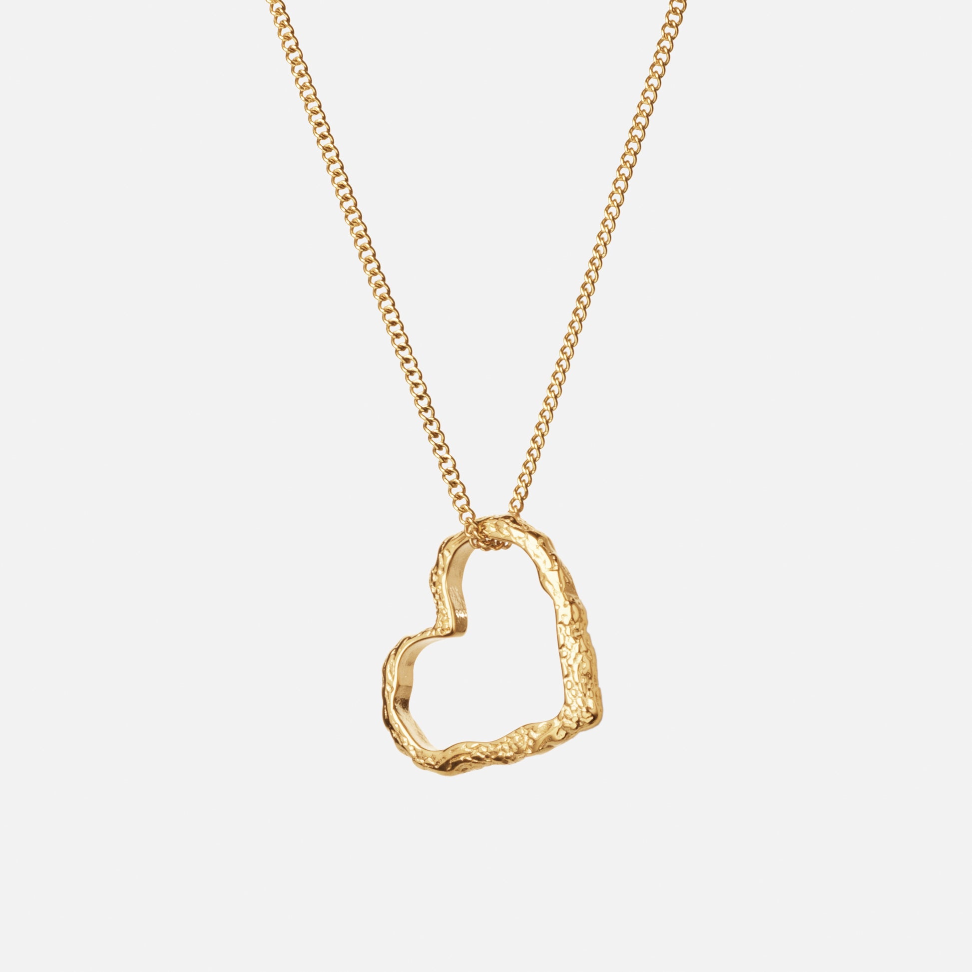 Texture Heart Halskæde 18K Guldbelagt