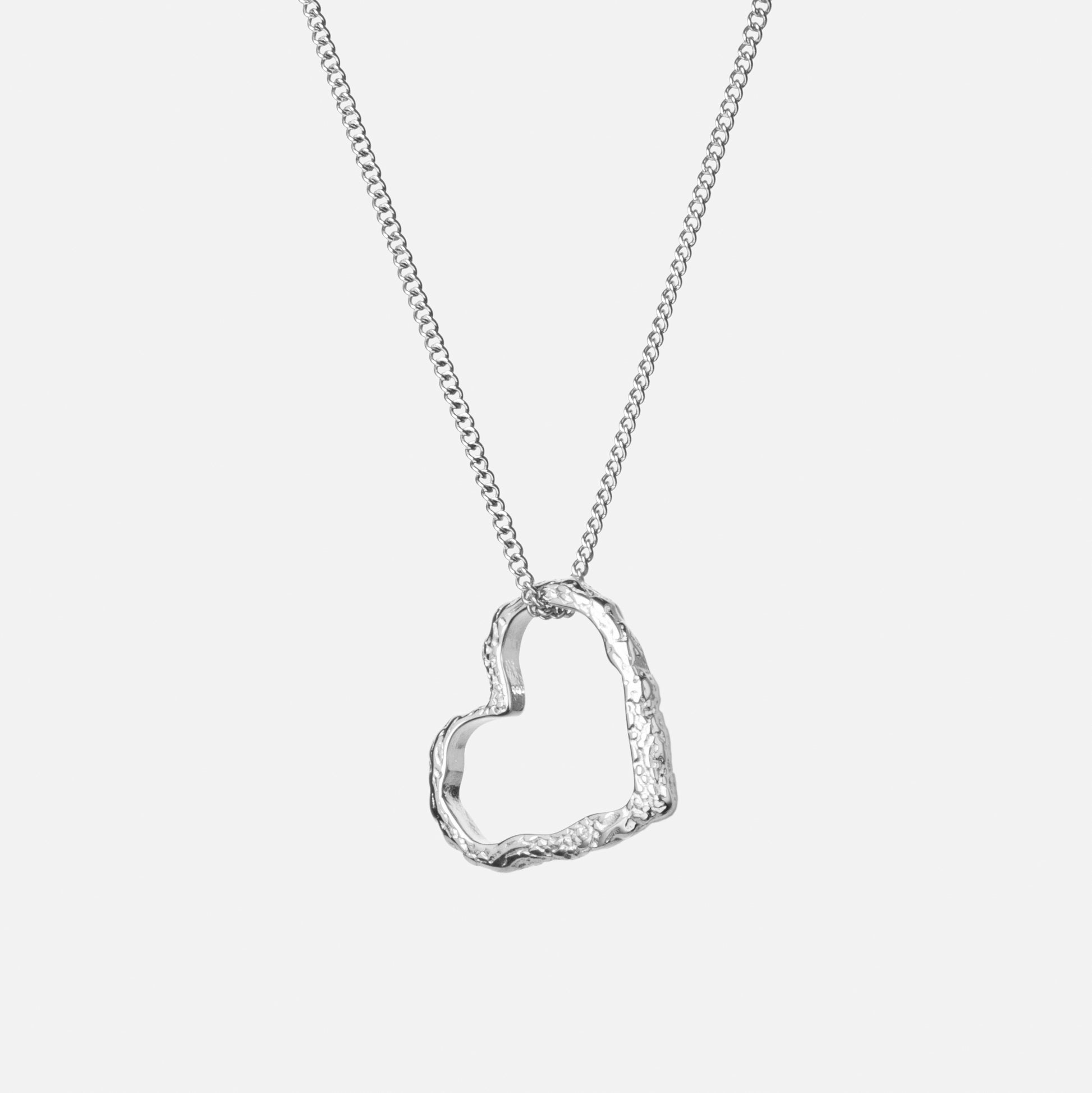 Heart Halskæde Sølvfarvet