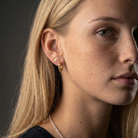 Sunset Heart Studs Øreringe 18K Guldbelagt