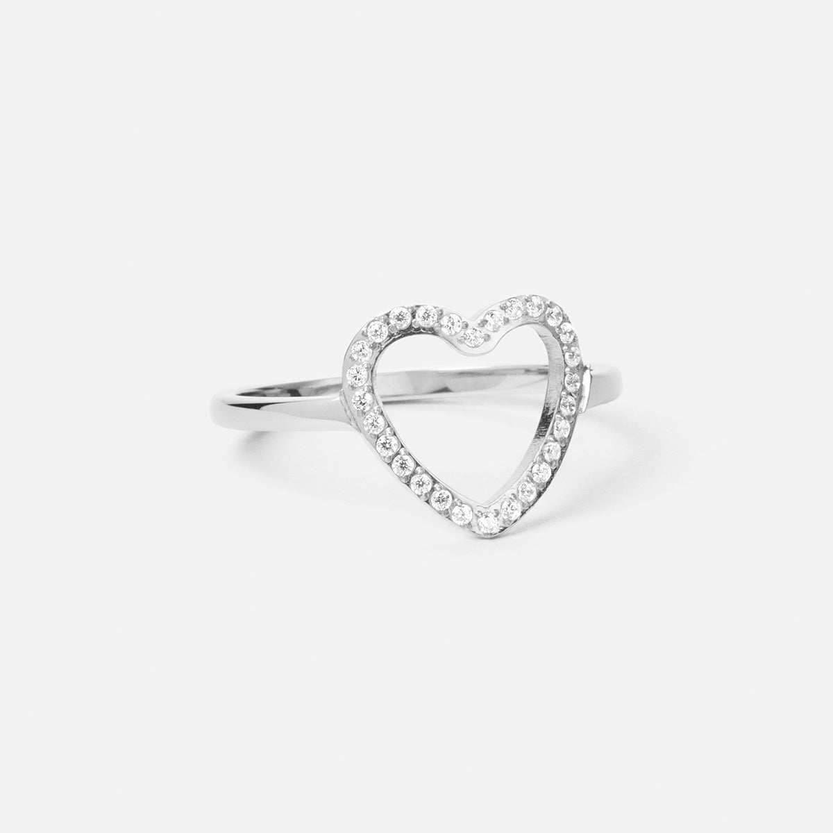Heart Zirkon Ring Sølvfarvet 12mm