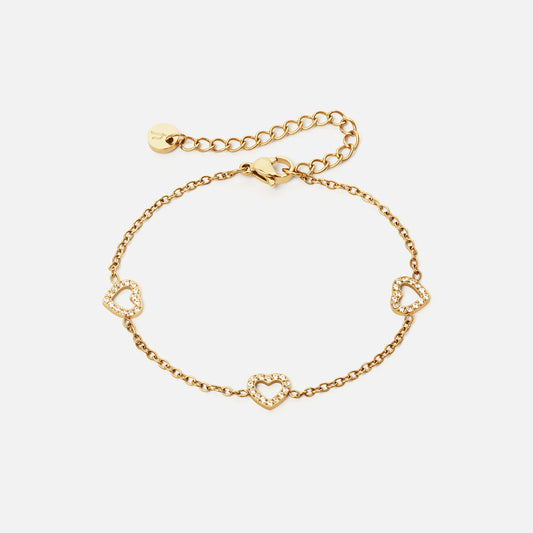 Heart Zirkon Trio Armbånd 18K Guldbelagt 8mm