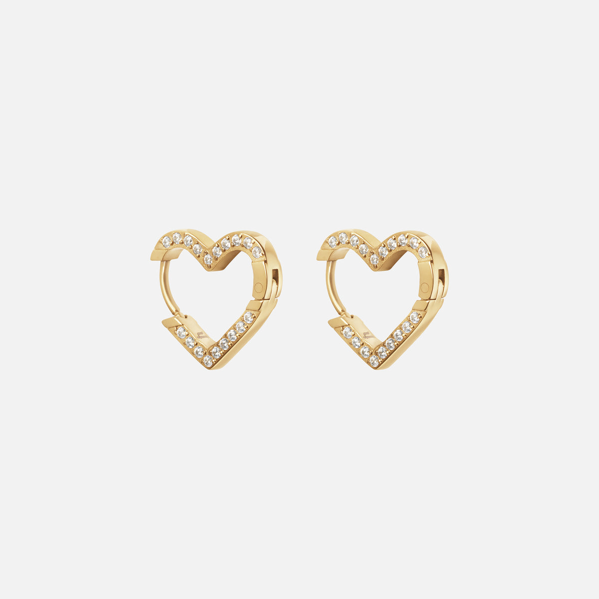 Heart Zirkon Hoops Øreringe 18K Guldbelagt 15mm