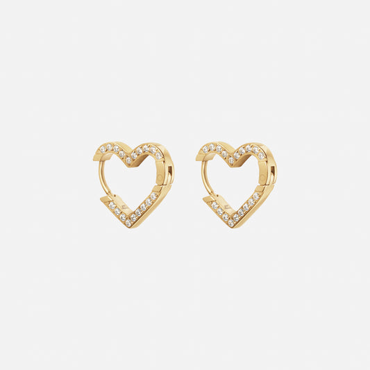 Heart Zirkon Hoops Øreringe 18K Guldbelagt 15mm