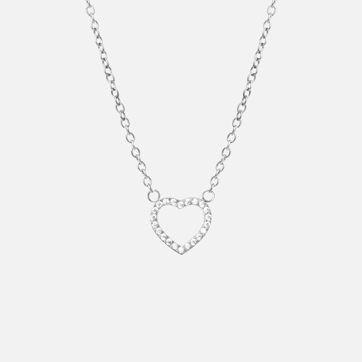 Heart Zirkon Halskæde Sølvfarvet 12mm