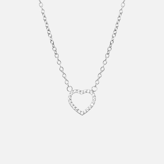 Heart Zirkon Halskæde Sølvfarvet 12mm