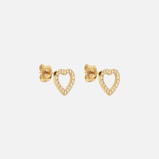Heart Zirkon Øreringe 18K Guldbelagt 10mm