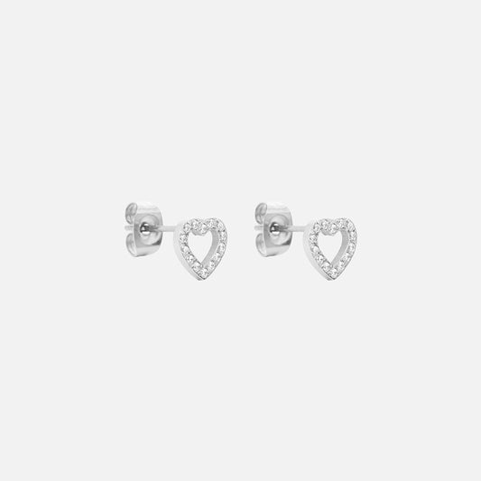Heart Zirkon Øreringe Sølvfarvet 8mm