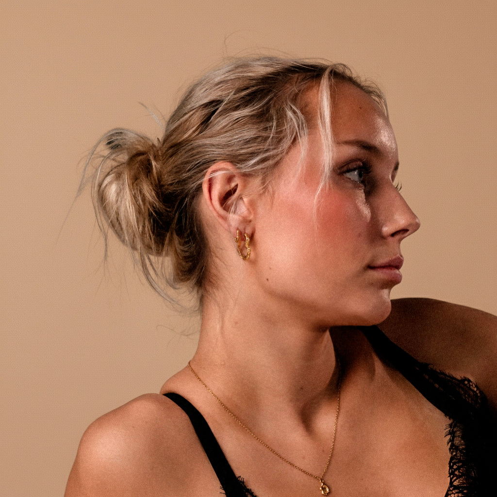 Texture Heart Hoops Øreringe 18K Guldbelagt