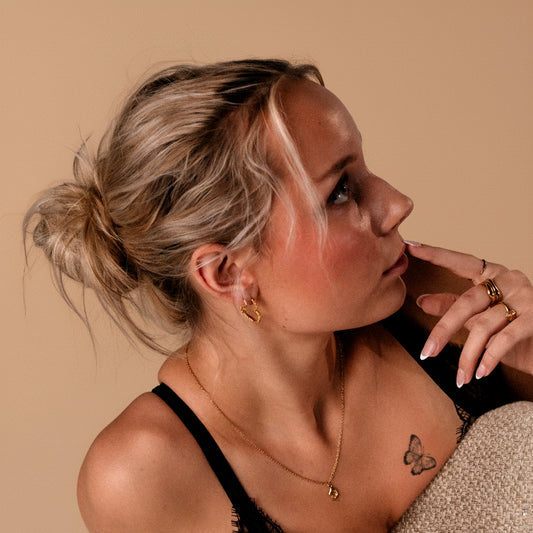 Texture Heart Hoops Øreringe 18K Guldbelagt