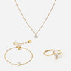Ice Drop Zirkon Ring + Armbånd + Halskæde 18K Guldbelagt