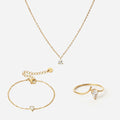 Ice Drop Zirkon Ring + Armbånd + Halskæde 18K Guldbelagt