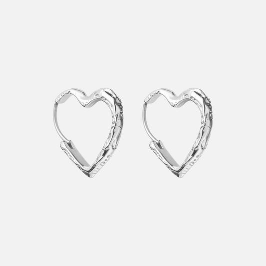 Lava Heart Hoops Øreringe Sølvfarvet