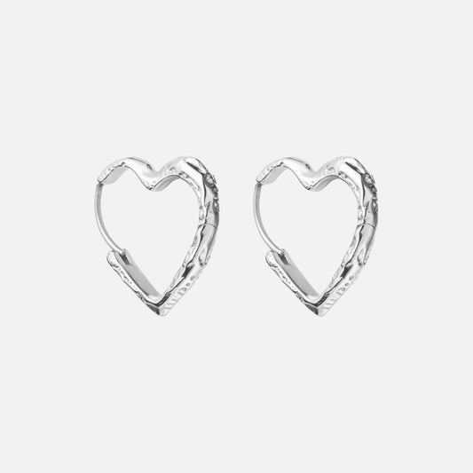 Lava Heart Hoops Øreringe Sølvfarvet