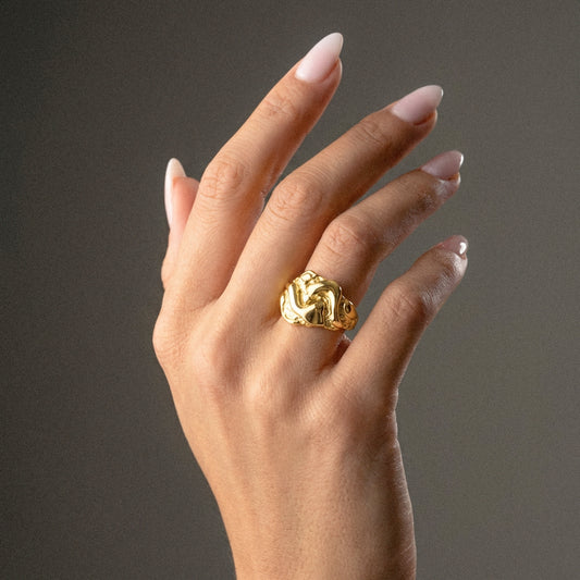 Lava Texture Ring 18K Guldbelagt