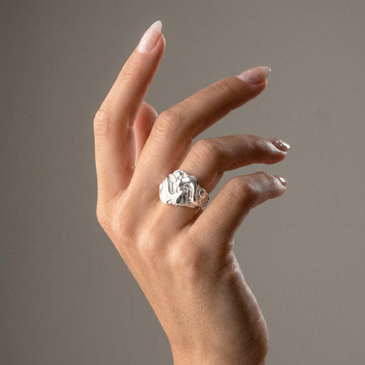 Lava Texture Ring Sølvfarvet