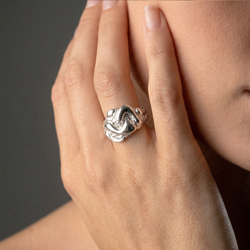 Lava Texture Ring Sølvfarvet